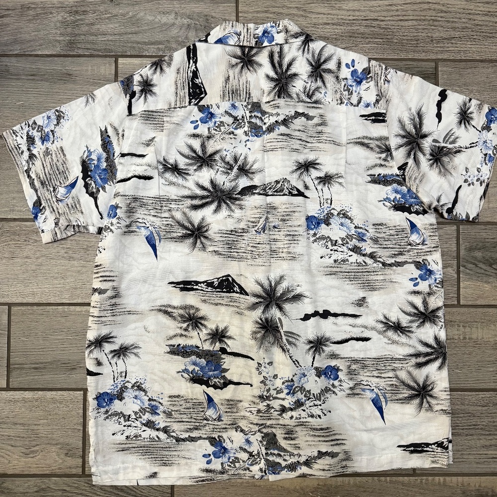 Milano Bay NWT white hawaiian men xl short sleeve button up shirt - Picture 4 of 4